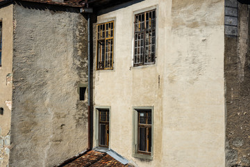 Fototapeta na wymiar Exterior of a castle ruin with old windows