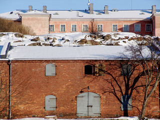 Suomenlinna old house in winter