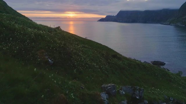 Birds-eye View of the Hoddevik Coast During Sunset