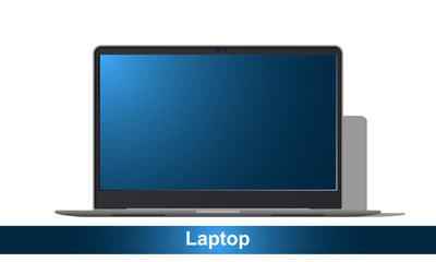 Realistic laptop front side vector illustration.