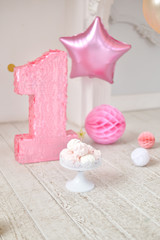 One year birthday decorations. Decorations for holiday party. 