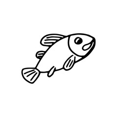 fish with gills marine icon vector. underwater animal sketch isolated