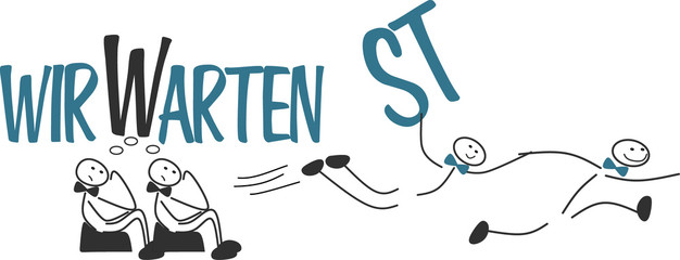 Strichmännchen - wir warten, wir starten