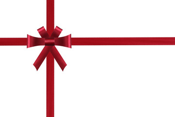  red package bow and a ribbon isolated on white background with clipping path included