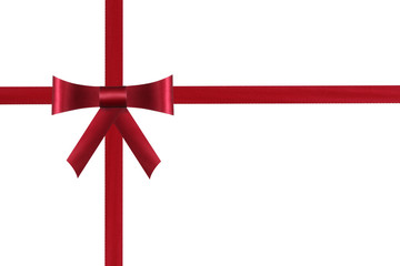  red package bow and a ribbon isolated on white background with clipping path included