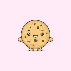 Chocolate chip cookie kawaii cartoon cute vector character illustration