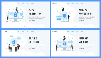 Data privacy protection secure payments and internet security set