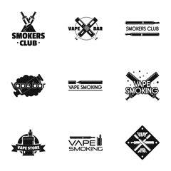 Vape club logo set. Simple set of 9 vape club vector logo for web design on white background