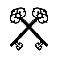 vector, on a white background, silhouette of two old key