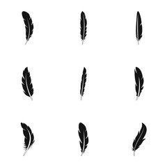 Native feather icon set. Simple set of 9 native feather vector icons for web design on white background