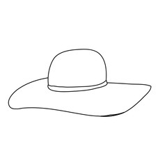 vector, on a white background, contour, line women fashion hat