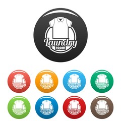 Clothes laundry room icons set 9 color vector isolated on white for any design