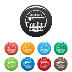 Laundry service room icons set 9 color vector isolated on white for any design