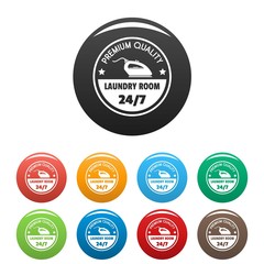 Laundry room 24 hours icons set 9 color vector isolated on white for any design