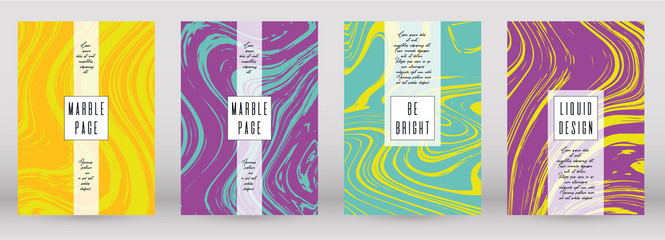 Naklejka premium Modern Marble Cover Design for your Business with Abstract Lines. Futuristic Poster, Flyer, Layout with Liquid Pattern for Branding, Identity, Annual Report. Vector minimalistic brochure. Luxury.