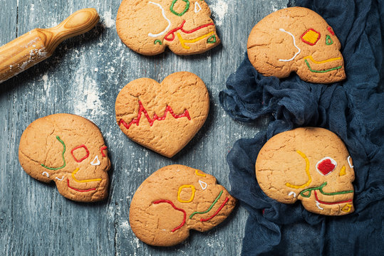 homemade skull-shaped cookies