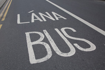 Bus Lane in Irish Gaelic; Dublin