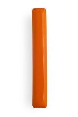 orange piece of plastic on a white background