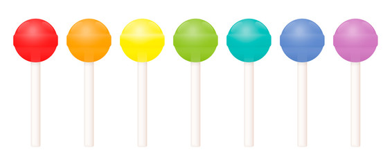Lollipops, colored set. Isolated vector illustration on white background.
