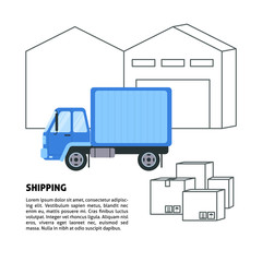 Shipping and warehouse banner template in flat style