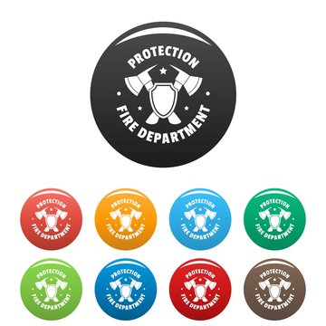 Fire protection department icons set 9 color vector isolated on white for any design
