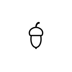 acorn black line icon isolated on white.