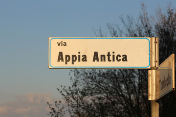  Road Sign of Via Appia (Appian Way), Rome, Italy 