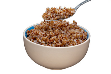 A full plate of buckwheat porridge.