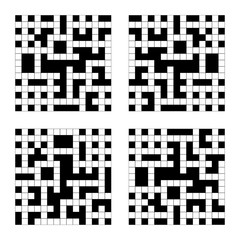 Empty Crossword Grid Set Isolated on a White Background. Vector