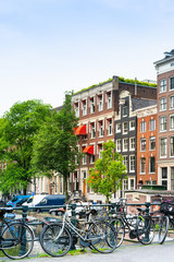Fototapeta premium Amsterdam, Netherlands - May 23, 2018: bicycle in Amsterdam, Netherlands