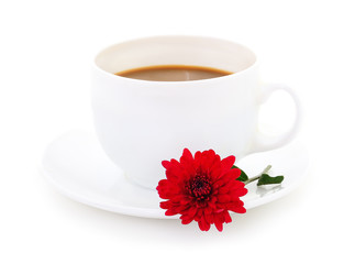  Сup of coffee with a beautiful flower