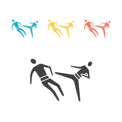 karate blow and defense flat icon Vector sign