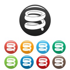 Elastic coil icons set 9 color vector isolated on white for any design