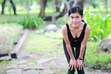 young healthy and sporty woman do yoga stretching outdoor