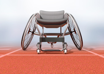 Fototapeta na wymiar Sports Wheelchair On Athletics Track