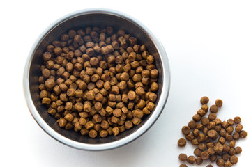 Pet dried food, isolated background