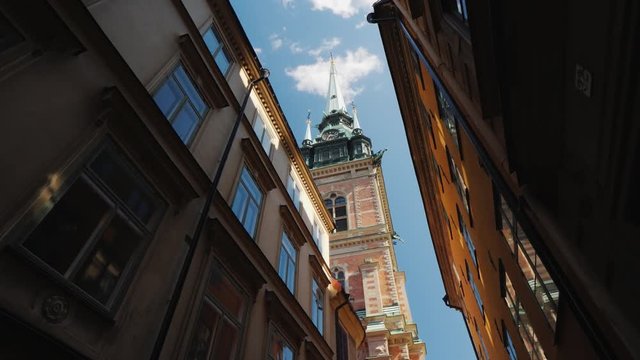 View from the bottom of the German church in the center of Stockholm. On his project is the famous German architect Carl Julius Rushdorf.