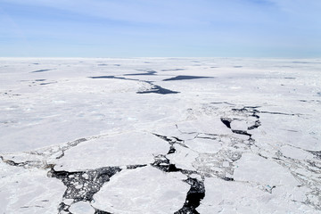 The weddell sea and it's huge expanses of sea ice as seen by helicopter, Antarctica. 