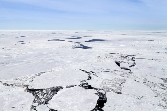 The weddell sea and it's huge expanses of sea ice as seen by helicopter, Antarctica. 