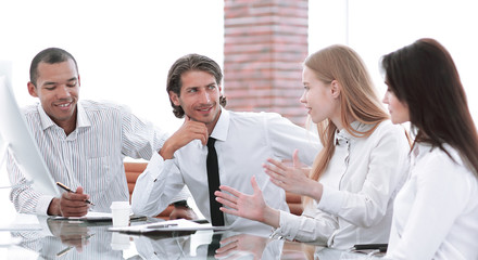 group of business people during a meeting in the office