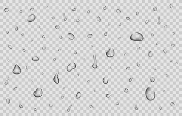 Pure clear water drops realistic set isolated vector illustration