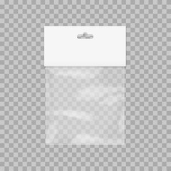 Plastic bag icon transparent reality background vector illustration