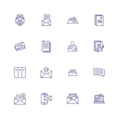 Interaction and paperwork line icon set. Newspaper, new message, email letter. Communication concept. Can be used for topics like chatting, documents, news, social media network