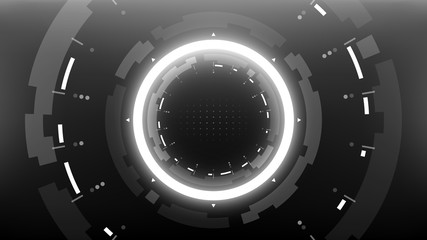 Futuristic Technology Abstract Circlular Background. Vector Science Fiction Hi-Tech Wallpaper