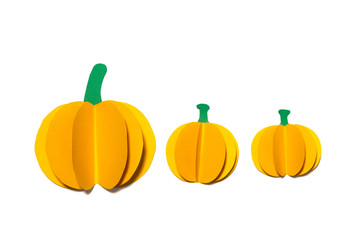 Halloween pumpkins paper cut isolated on white background