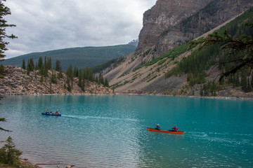 two canoes on lake