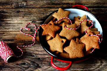 Christmas background contained of ginger cookies 