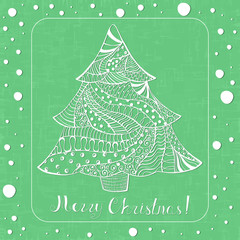 Ornated White Christmas Spruce Tree with Lettering