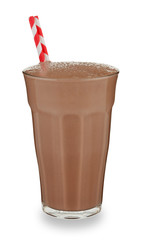 Glass of Chocolate Milkshake and straw