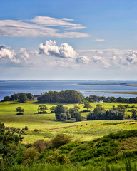 Landscape and Baltic Sea with clouds on the island Hiddensee.